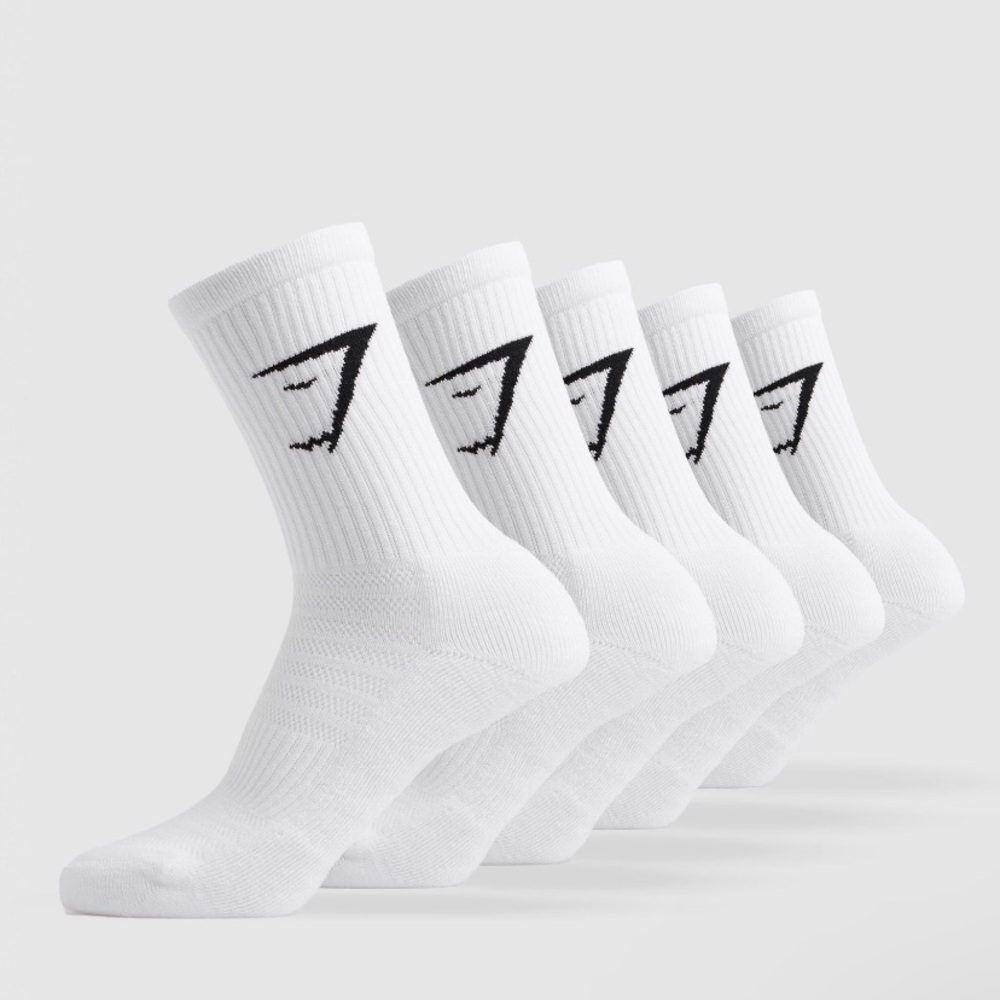 NEVER BEEN WORN Gymshark Crew Socks 5pk - White Size Small